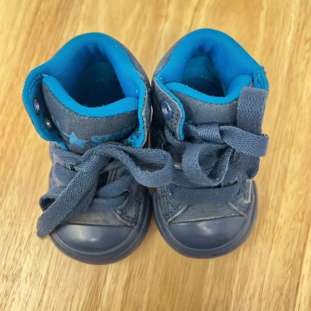Converse All Star Toddler Baby Boys Blue High Top Sneaker Shoes Size 2